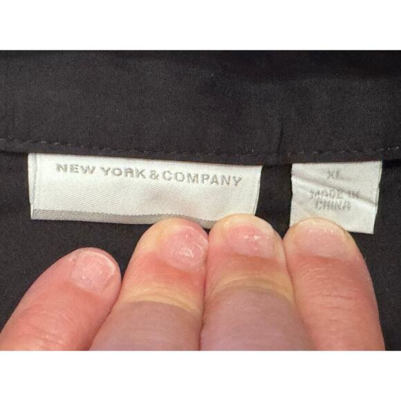 New York & Company Black Long Sleeve Button Down Long Sleeve Shirt Blouse Sz XL - Picture 5 of 10